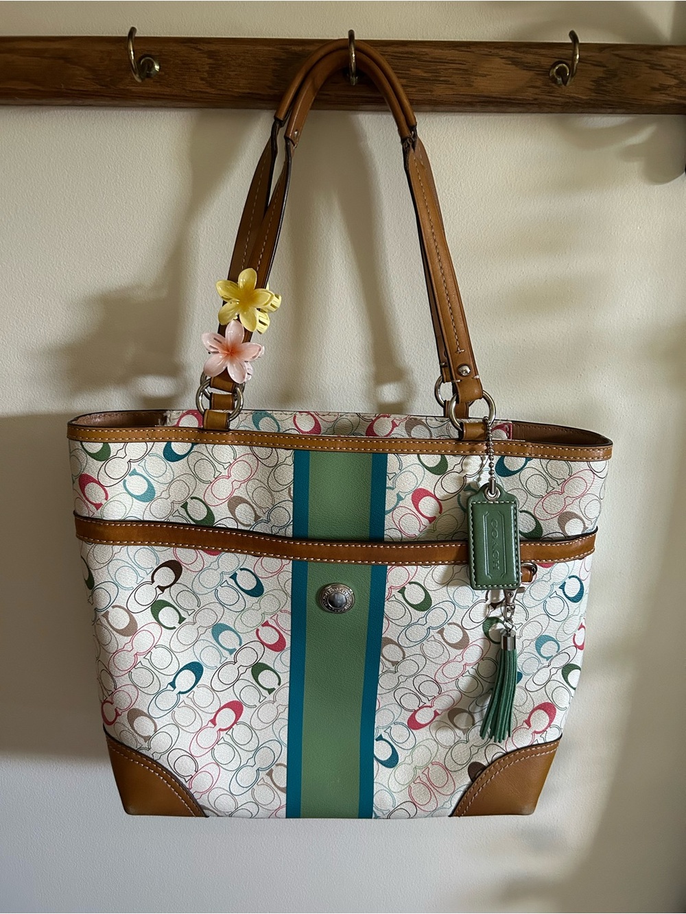 Coach Vintage Chelsea Heritage stripe tote Pre-owned